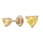  Fancy Yellow Heart Diamond Stud Earrings