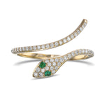 Round Emerald & Diamond Snake Ring 