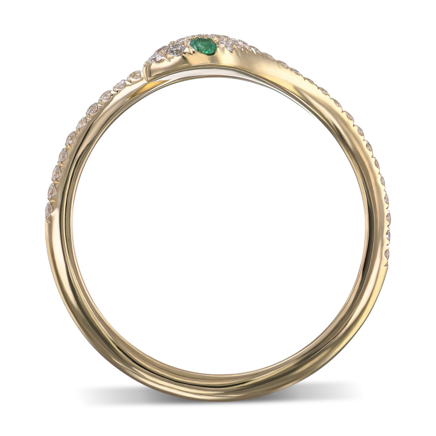 Round Emerald & Diamond Snake Ring 