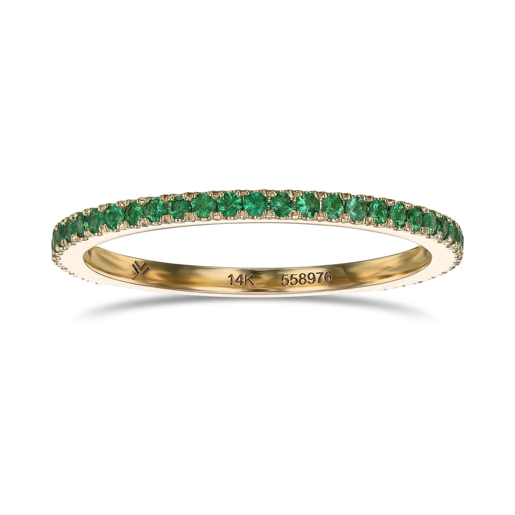 Round Emerald Yellow Gold Band 