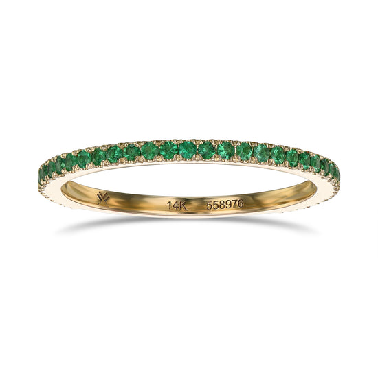 Round Emerald Yellow Gold Band 