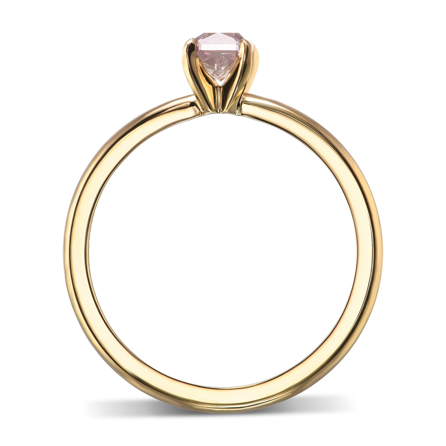  Fancy Brown Pink Radiant Solitaire Diamond Ring