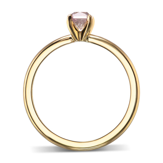  Fancy Brown Pink Radiant Solitaire Diamond Ring