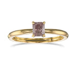  Fancy Brown Pink Radiant Solitaire Diamond Ring
