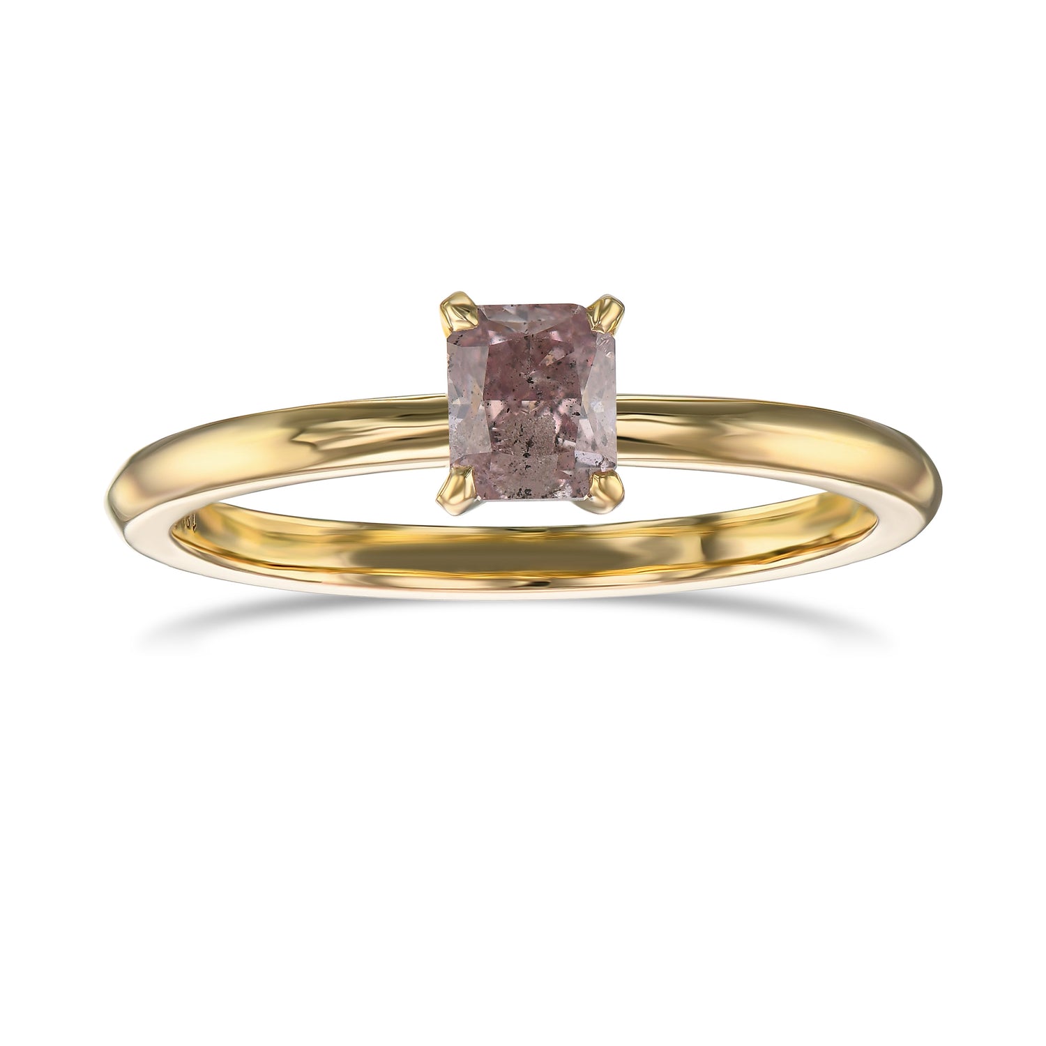  Fancy Brown Pink Radiant Solitaire Diamond Ring