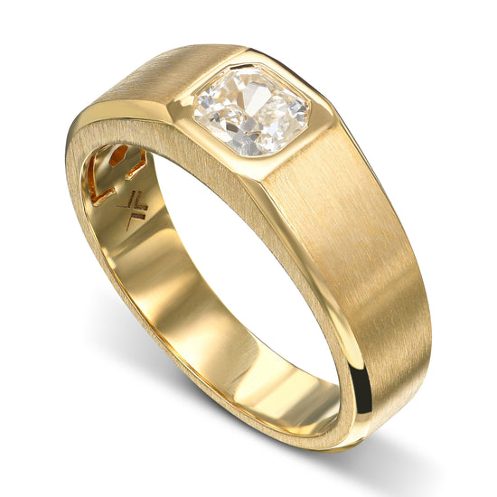 Light Green Radiant Solitaire Men's Diamond Ring