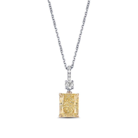 Fancy Light Yellow Radiant Drop Diamond Pendant