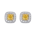 Fancy Intense Yellow Cushion Halo Diamond Earrings
