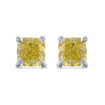 Fancy Intense Yellow Cushion Stud Diamond Earrings