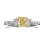 Fancy Intense Yellow Radiant 3 Stone Diamond Ring