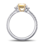 Fancy Intense Yellow Radiant 3 Stone Diamond Ring