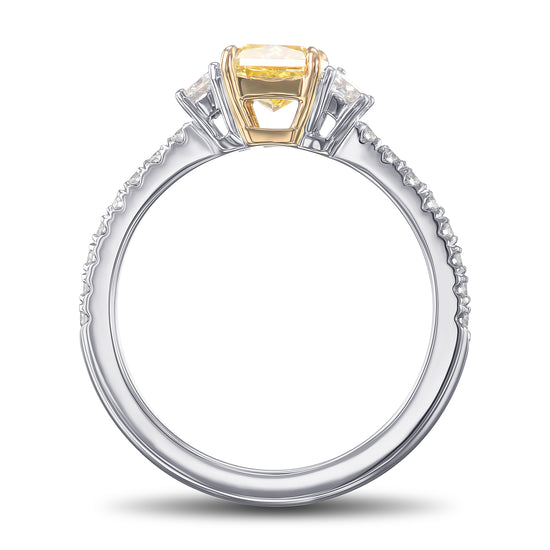 Fancy Intense Yellow Radiant 3 Stone Diamond Ring
