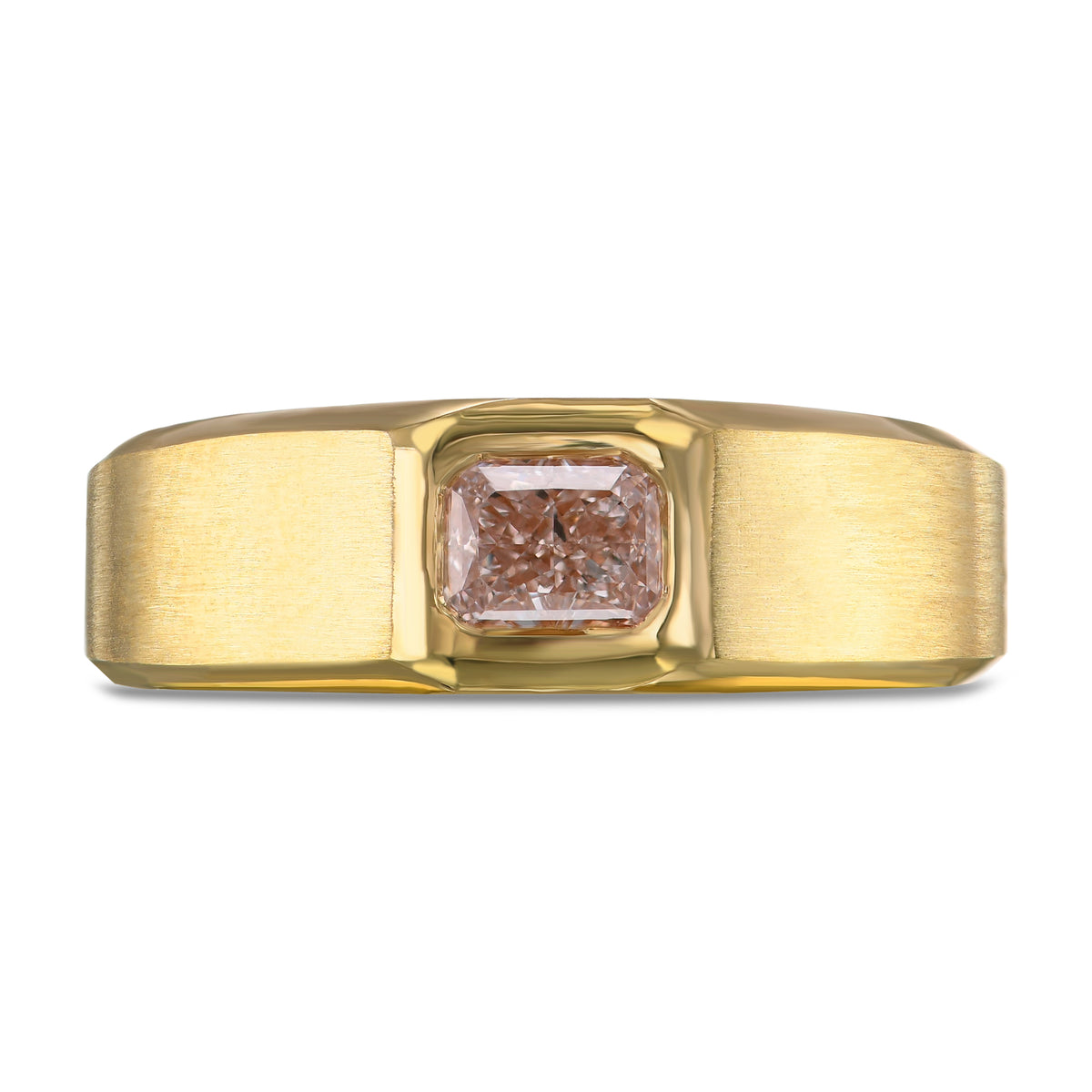Light Brown Pink Radiant Diamond Men's Ring