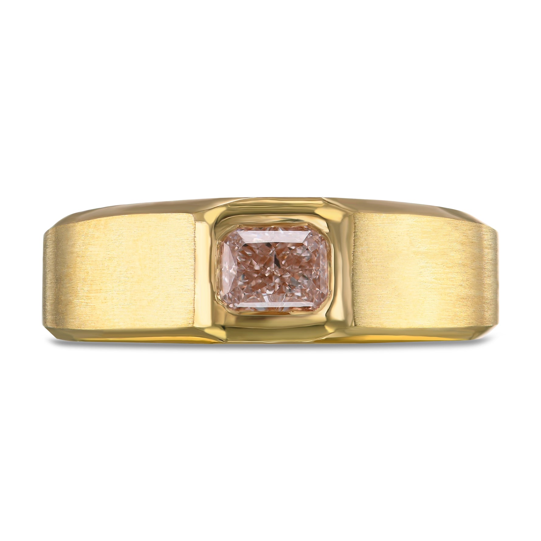 Light Brown Pink Radiant Diamond Men's Ring