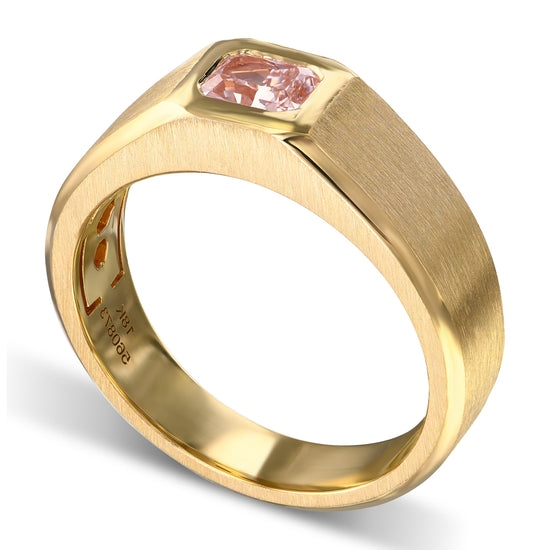 Light Brown Pink Radiant Diamond Men's Ring