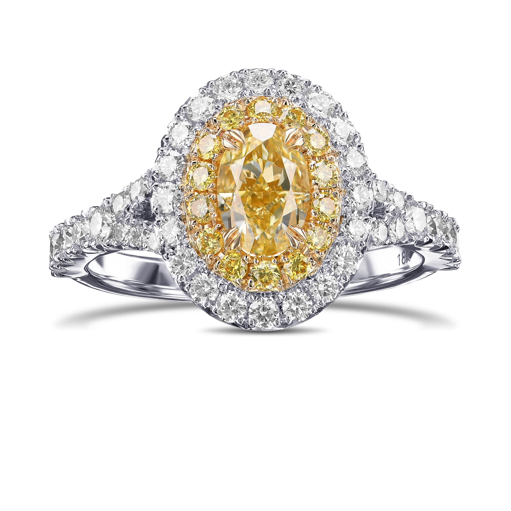 Fancy Yellow Oval Double Halo Ring