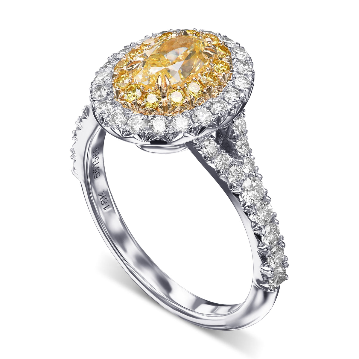 Fancy Yellow Oval Double Halo Ring