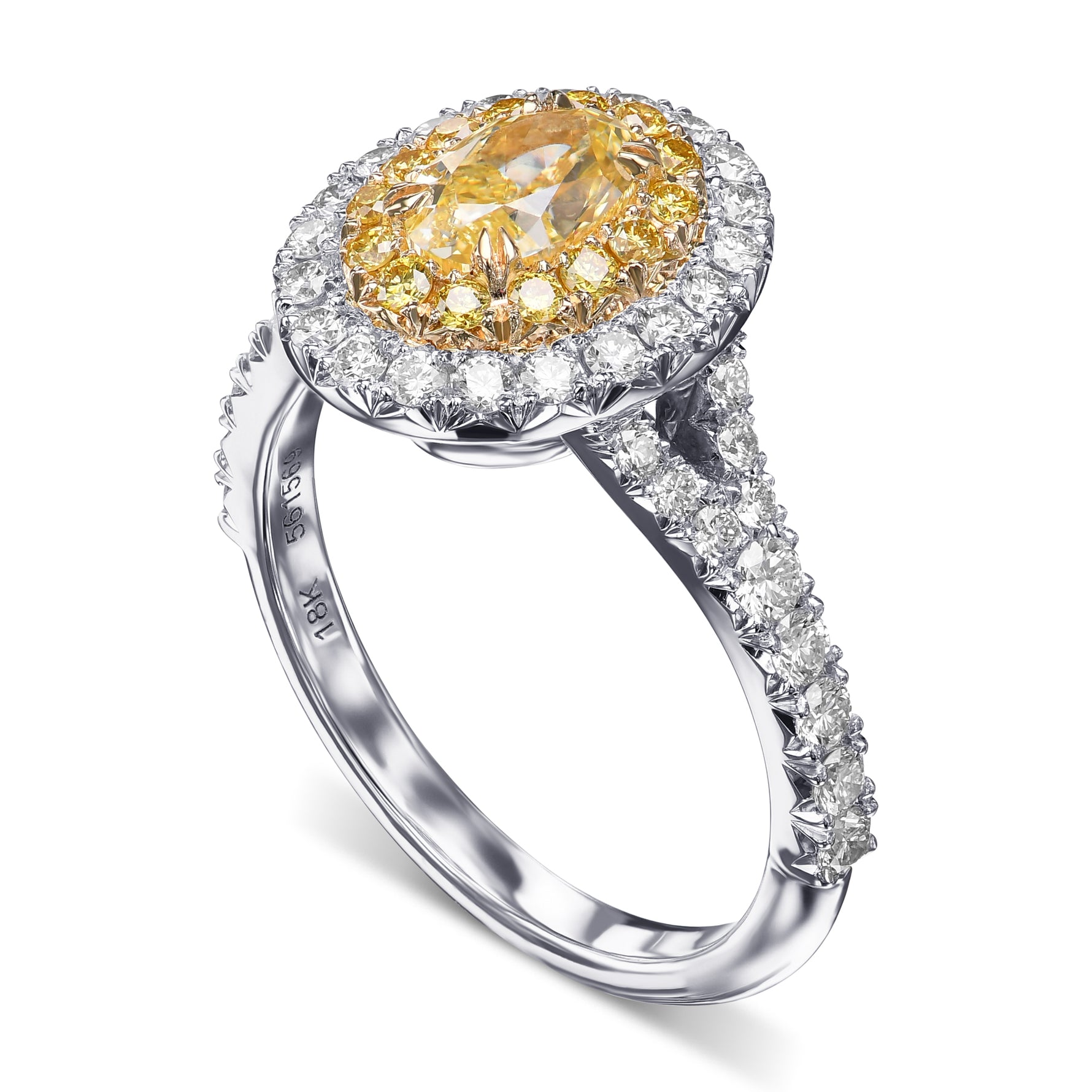 Fancy Yellow Oval Double Halo Ring
