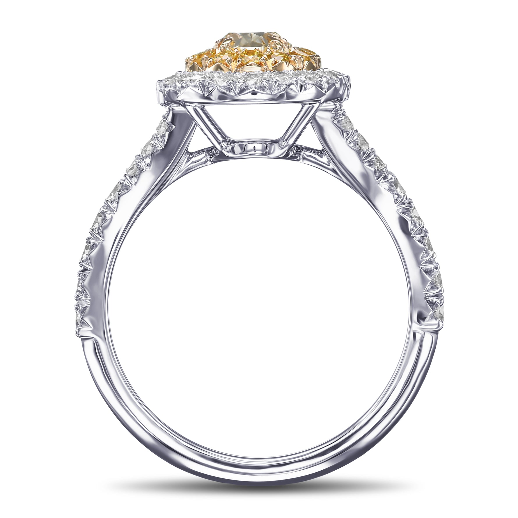 Fancy Yellow Oval Double Halo Ring