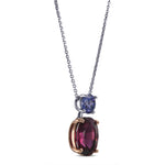 Oval Garnet & Round Tanzanite Pendant