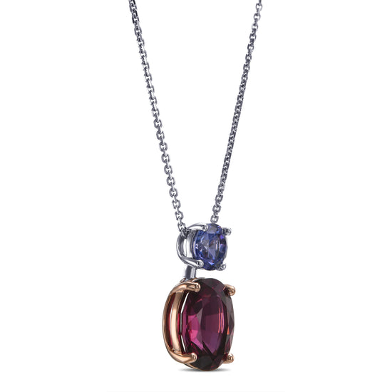Oval Garnet & Round Tanzanite Pendant