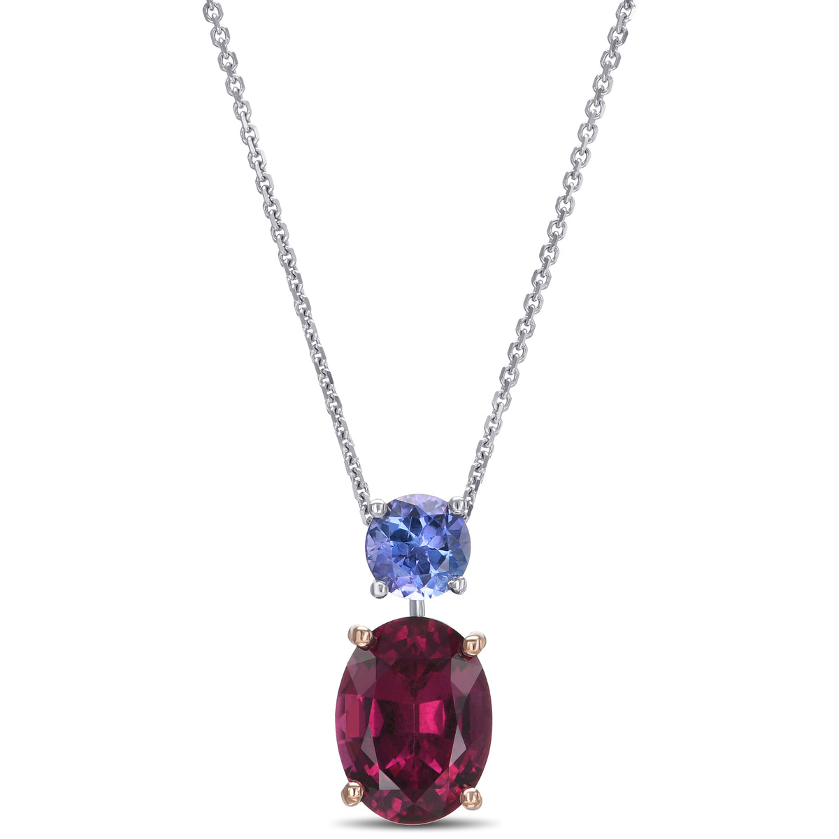 Oval Garnet & Round Tanzanite Pendant