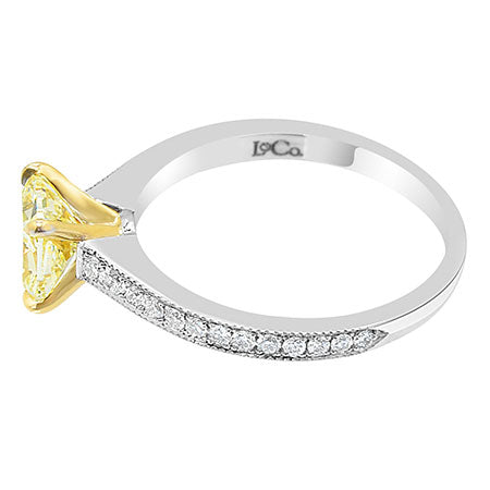 Fancy Light Yellow Cushion Diamond Ring