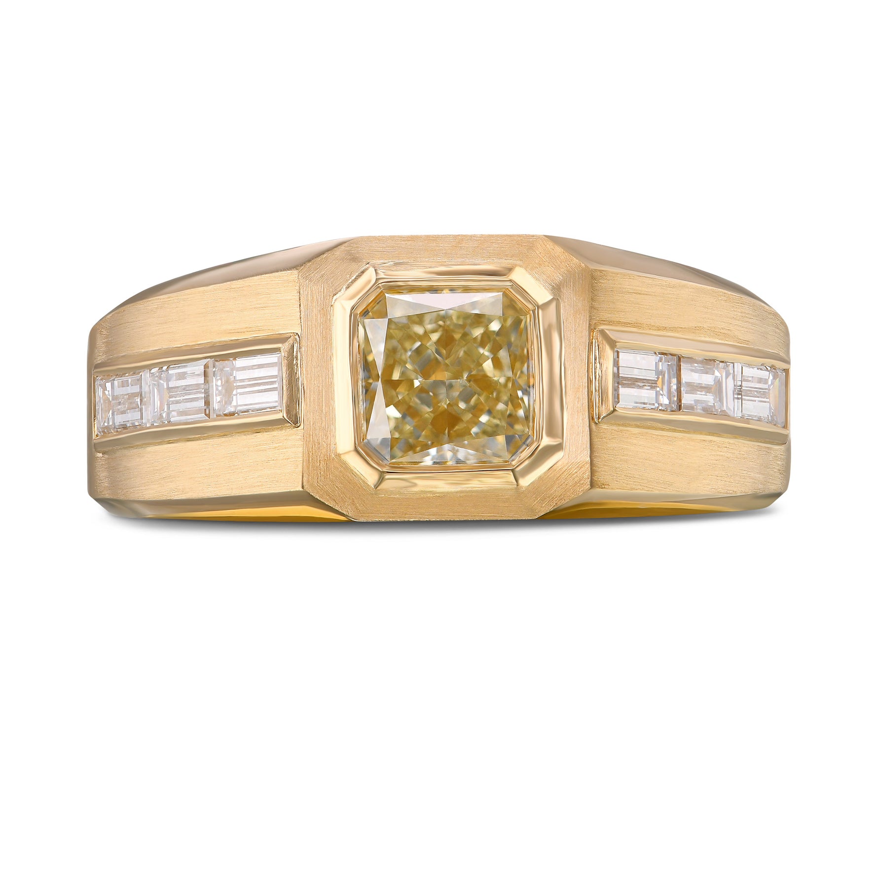 Light Yellow Radiant Men's Diamond Ring
