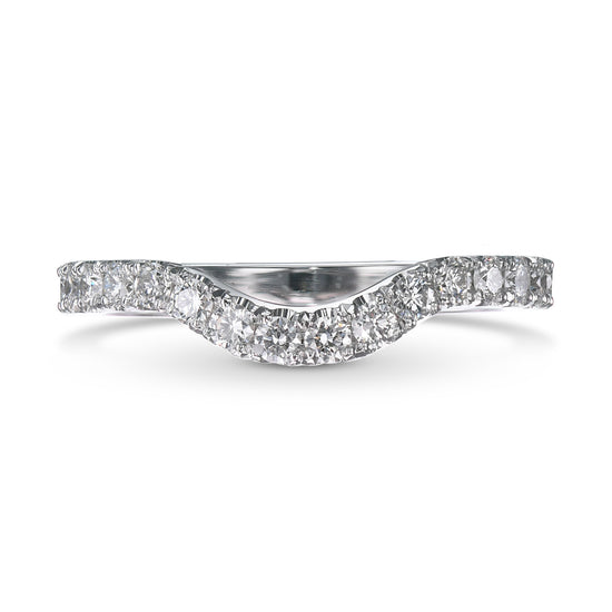Contoured Open Pave Diamond Wedding Band 