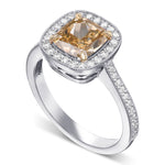 Fancy Brownish Yellow Cushion Halo Diamond Ring