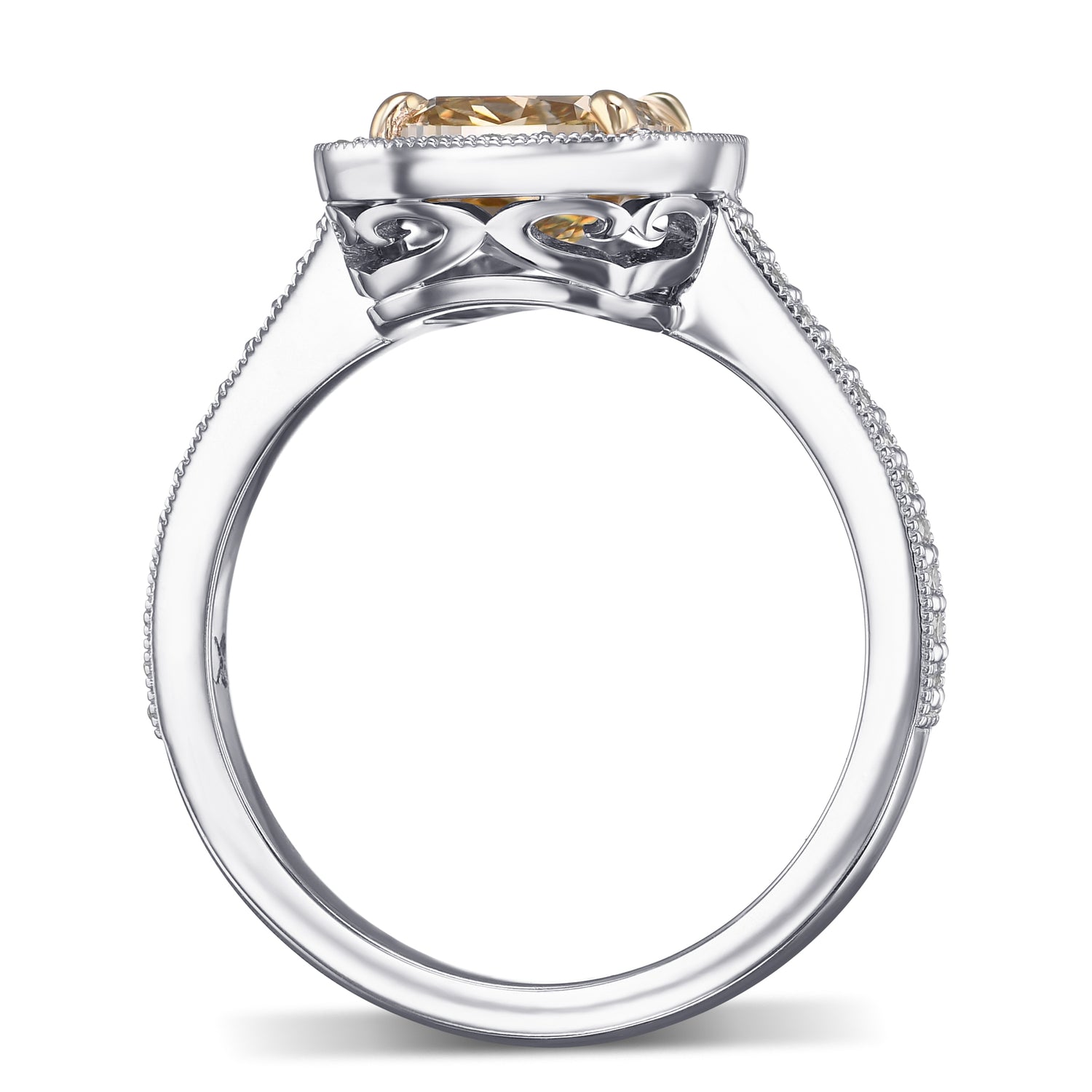 Fancy Brownish Yellow Cushion Halo Diamond Ring