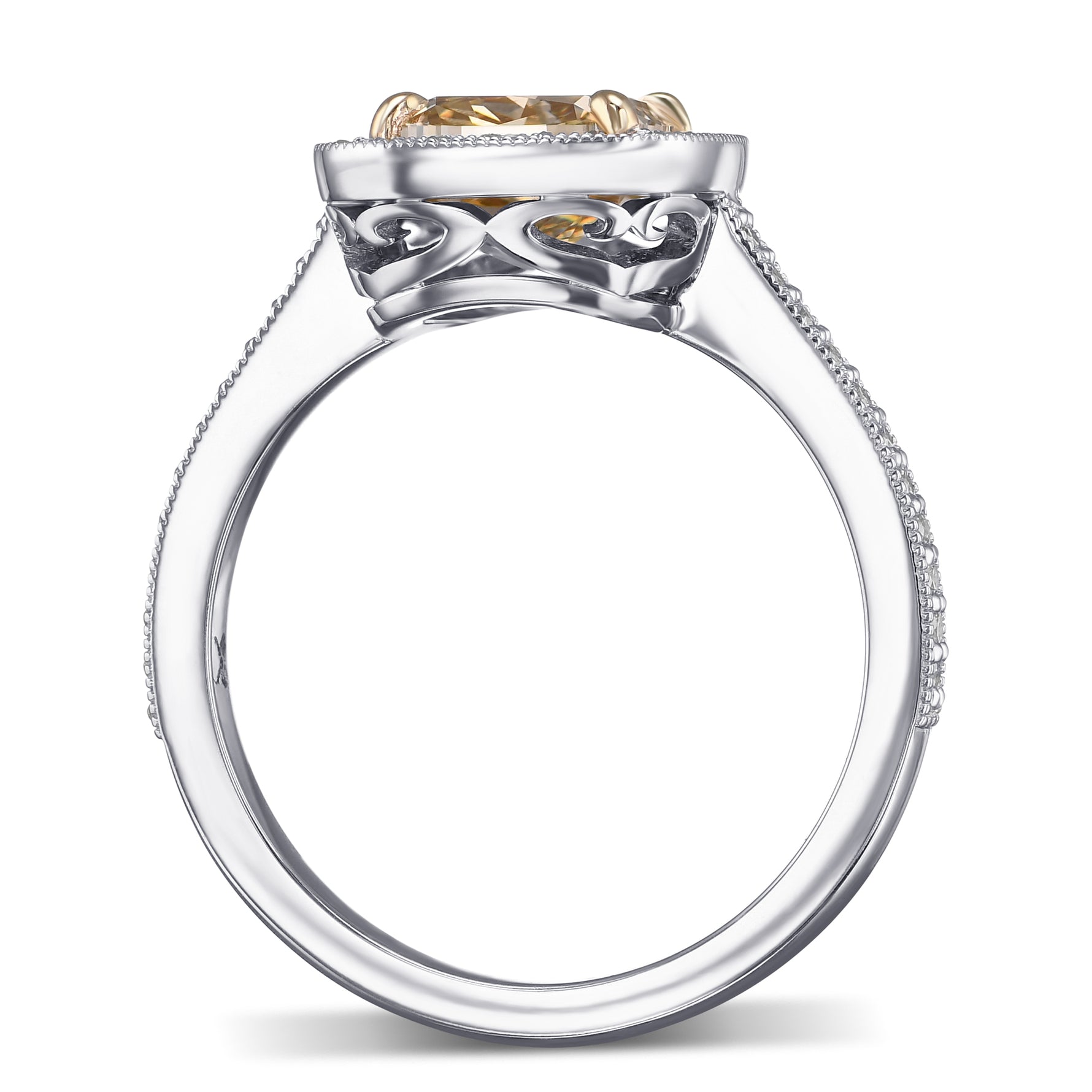 Fancy Brownish Yellow Cushion Halo Diamond Ring