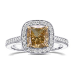 Fancy Brownish Yellow Cushion Halo Diamond Ring