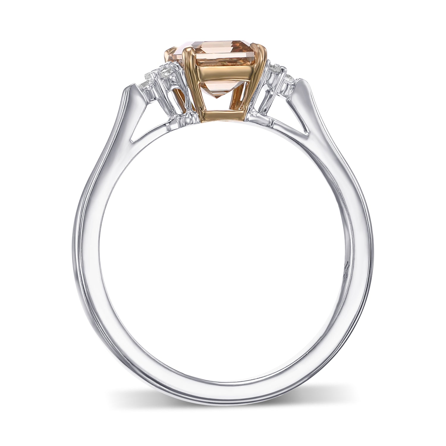 Fancy Brown Yellow Asscher Diamond Engagement & Wedding Ring Set