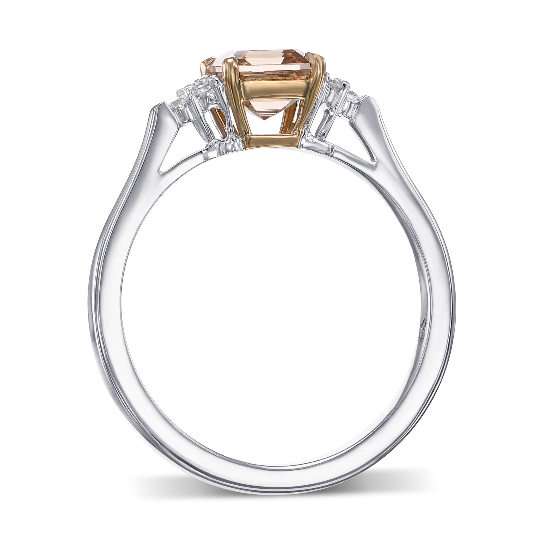 Fancy Brown Yellow Asscher Diamond Engagement & Wedding Ring Set