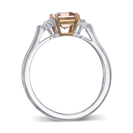 Fancy Brown Yellow Asscher Diamond Engagement & Wedding Ring Set