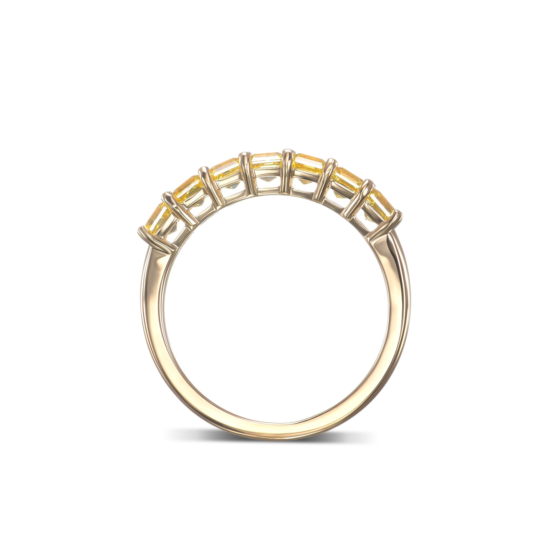 Fancy Intense Yellow Asscher Band Diamond Ring
