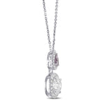 Round "D" Color & Fancy Intense Pink Purple Pear Drop Halo Diamond Pendant