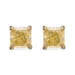 Fancy Yellow Radiant Stud Diamond Earrings