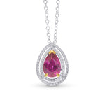 Natural Unheated Ruby and Diamond Double Halo Pendant