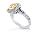 Y-Z Radiant Cut Halo Diamond Ring 