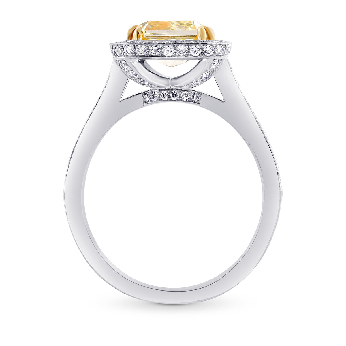 Y-Z Radiant Cut Halo Diamond Ring 
