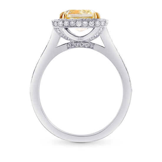  Y-Z Radiant Cut Halo Diamond Ring 