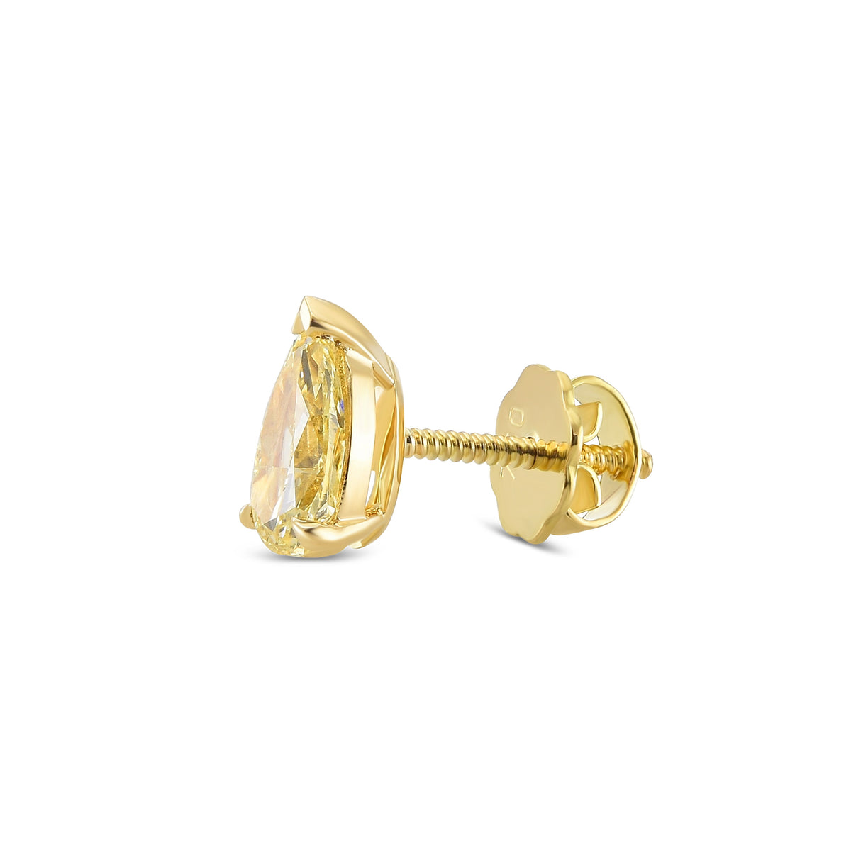 Fancy Yellow Pear Stud Diamond Earring