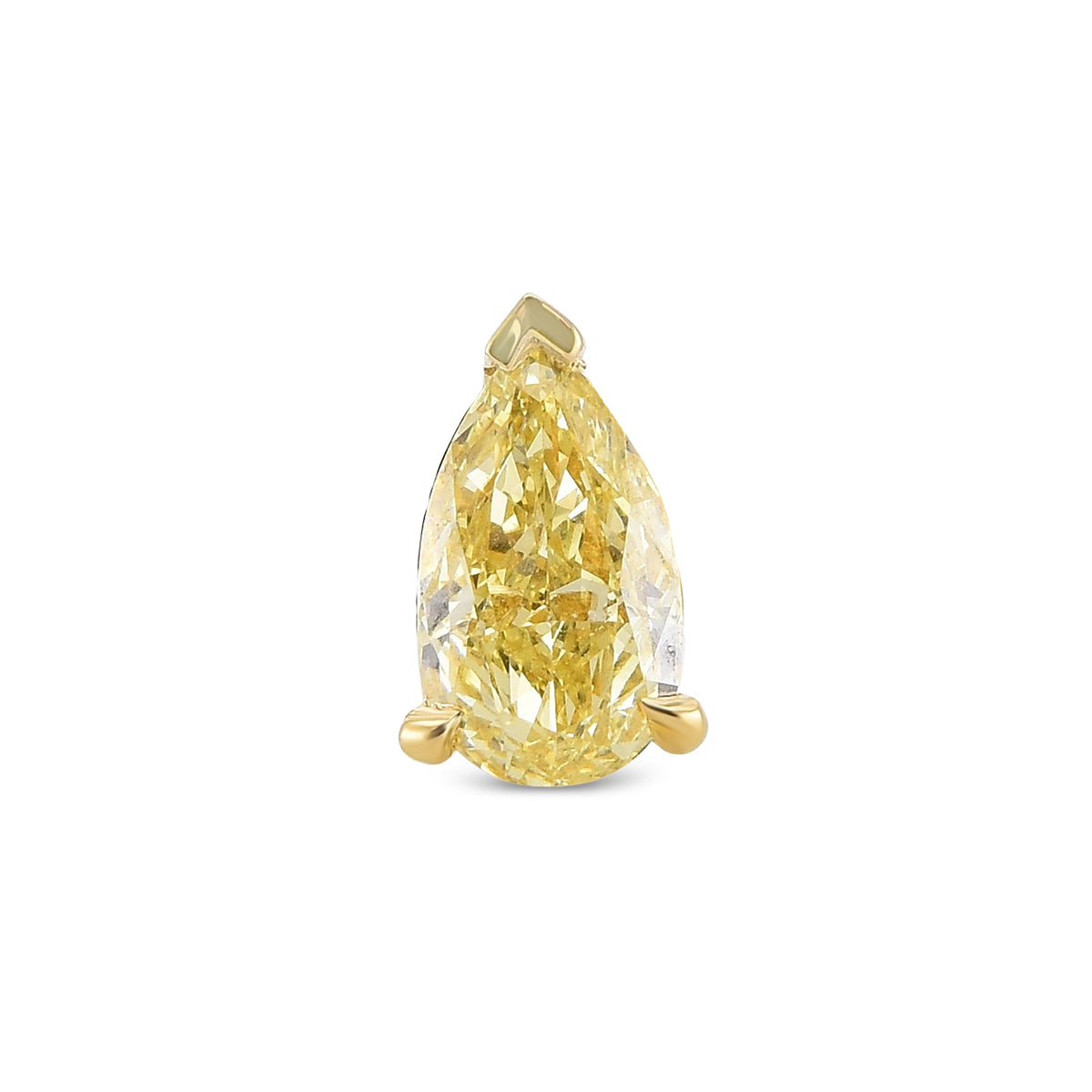 Fancy Yellow Pear Stud Diamond Earring
