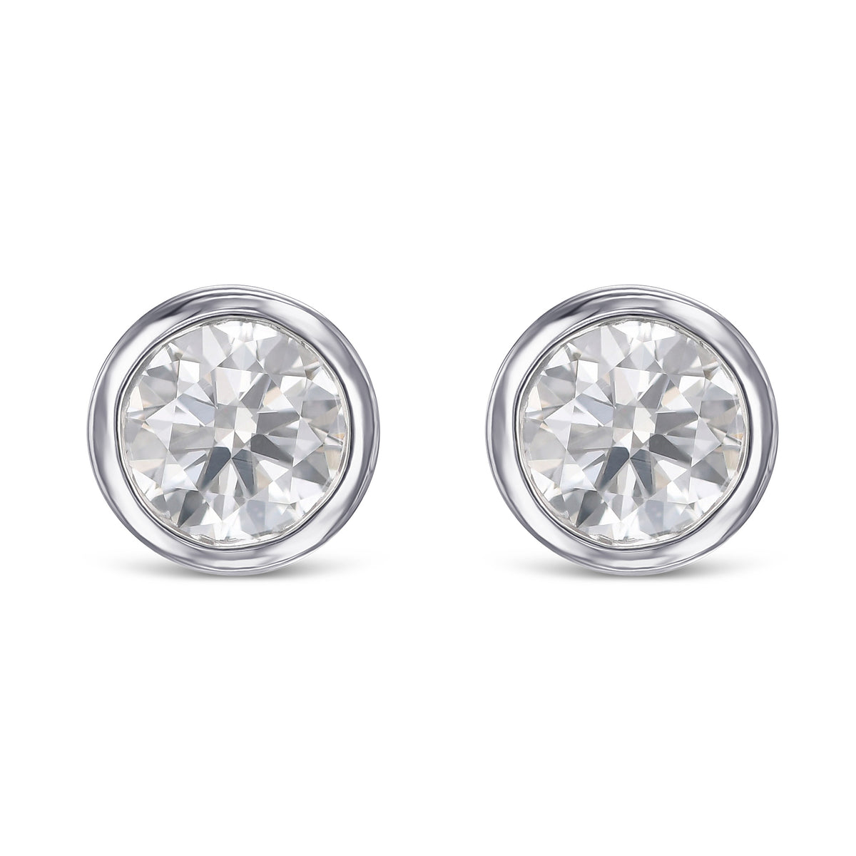 Round Bezel-set Diamond Earrings