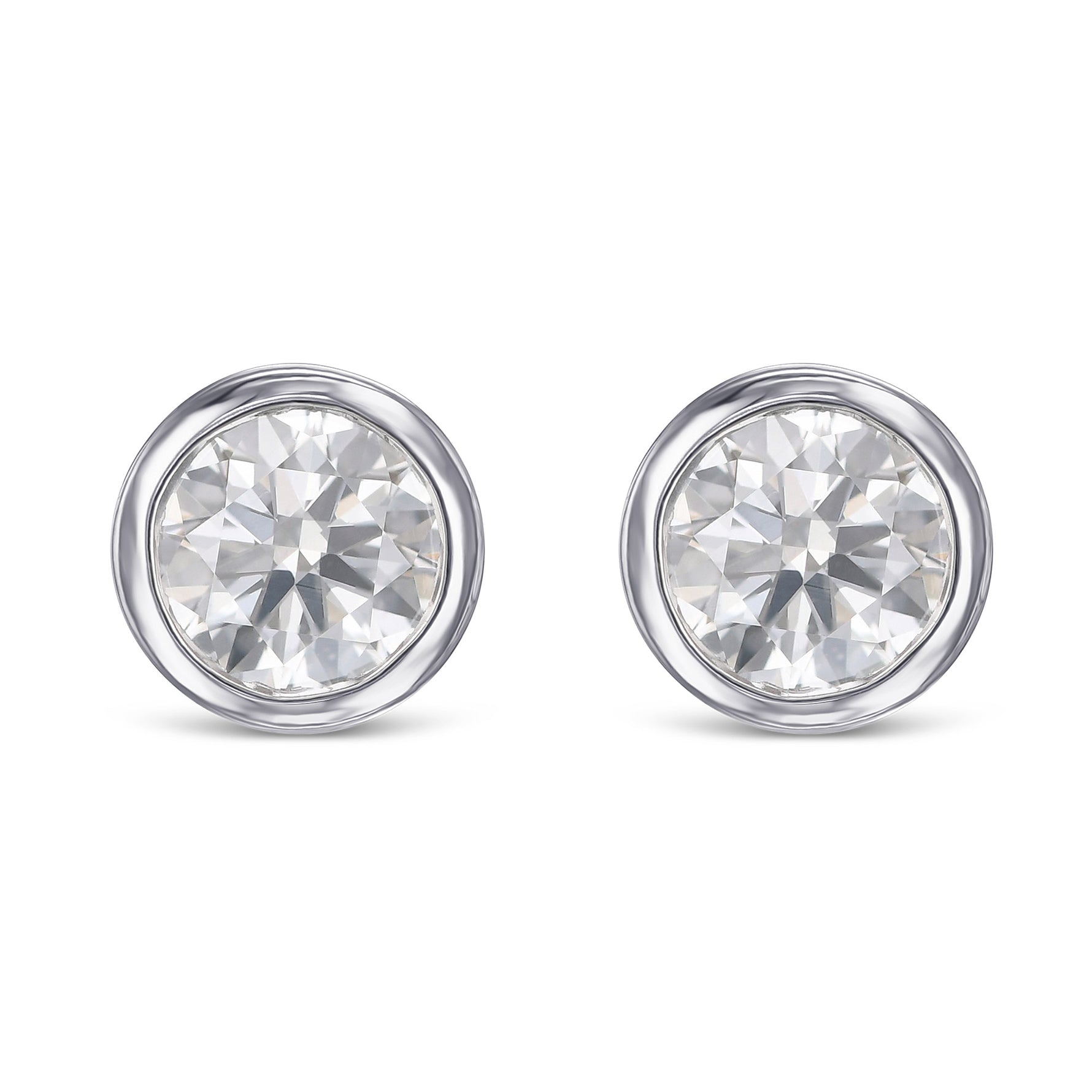 Round Bezel-set Diamond Earrings