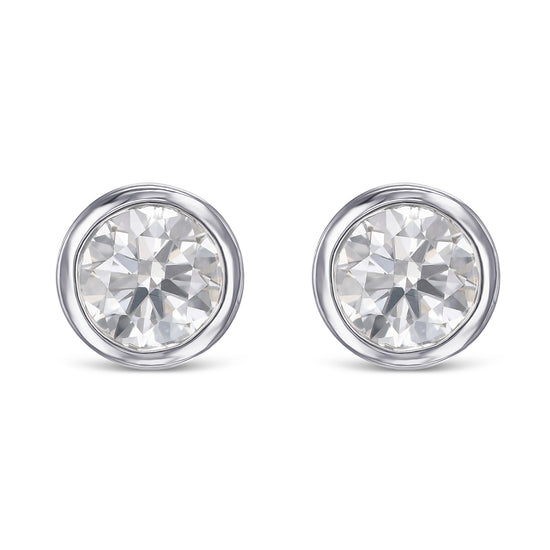 Round Bezel-set Diamond Earrings
