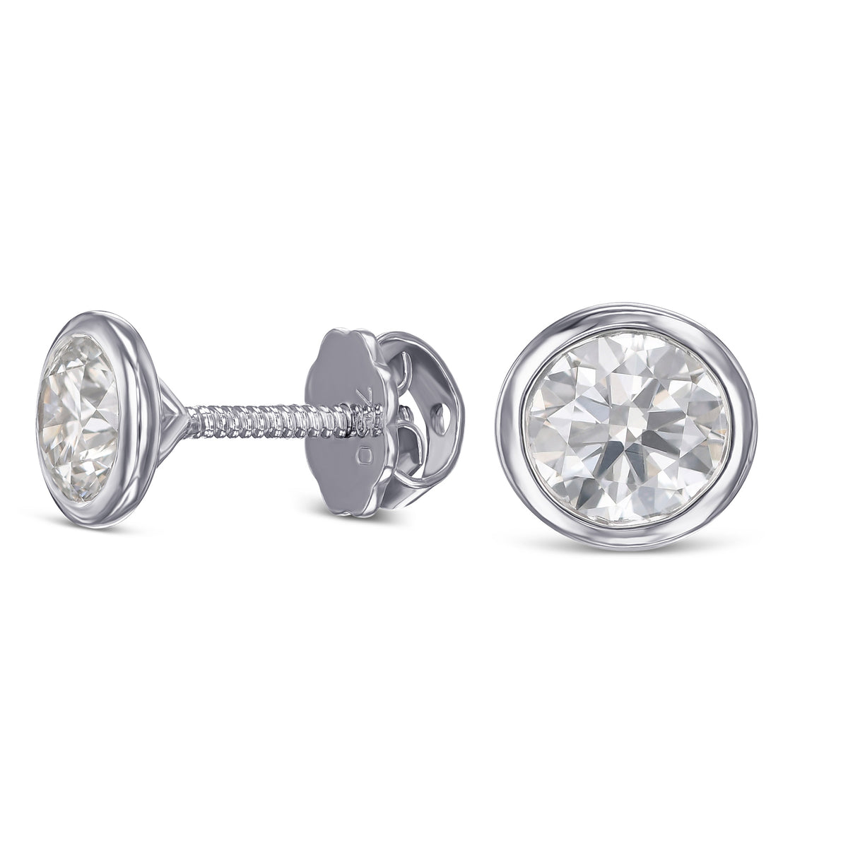 Round Bezel-set Diamond Earrings