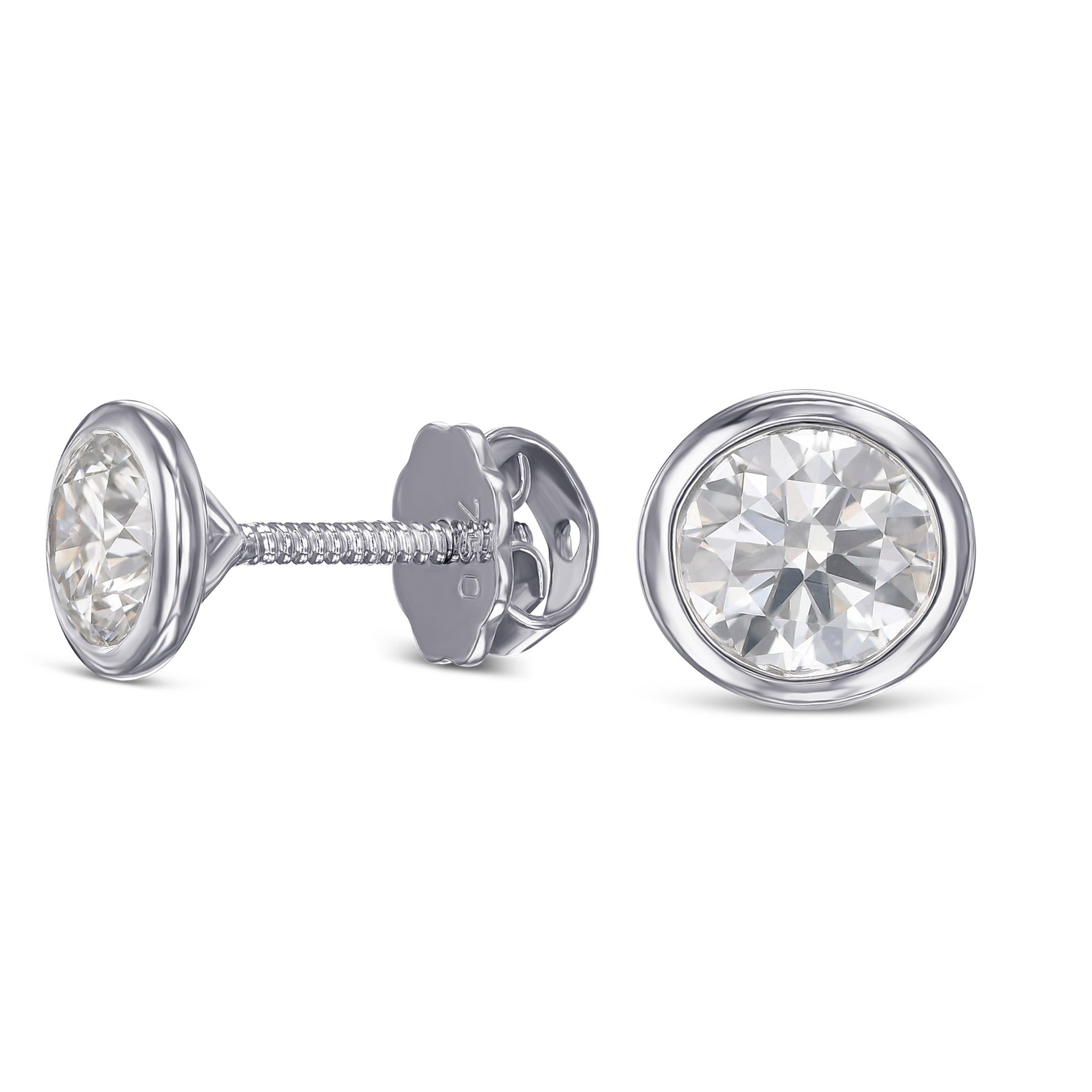 Round Bezel-set Diamond Earrings